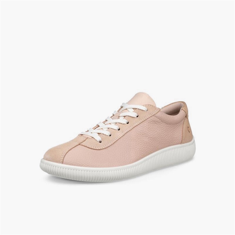 ECCO Womens Soft Zero Leather Trainers Rose Dust - Image 2