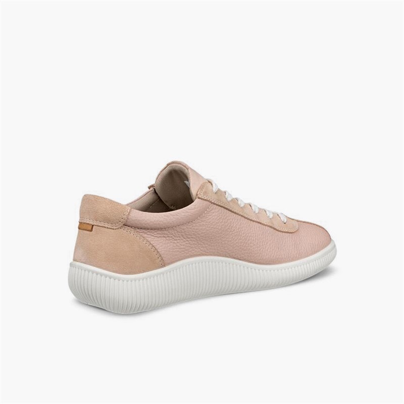 ECCO Womens Soft Zero Leather Trainers Rose Dust - Image 3