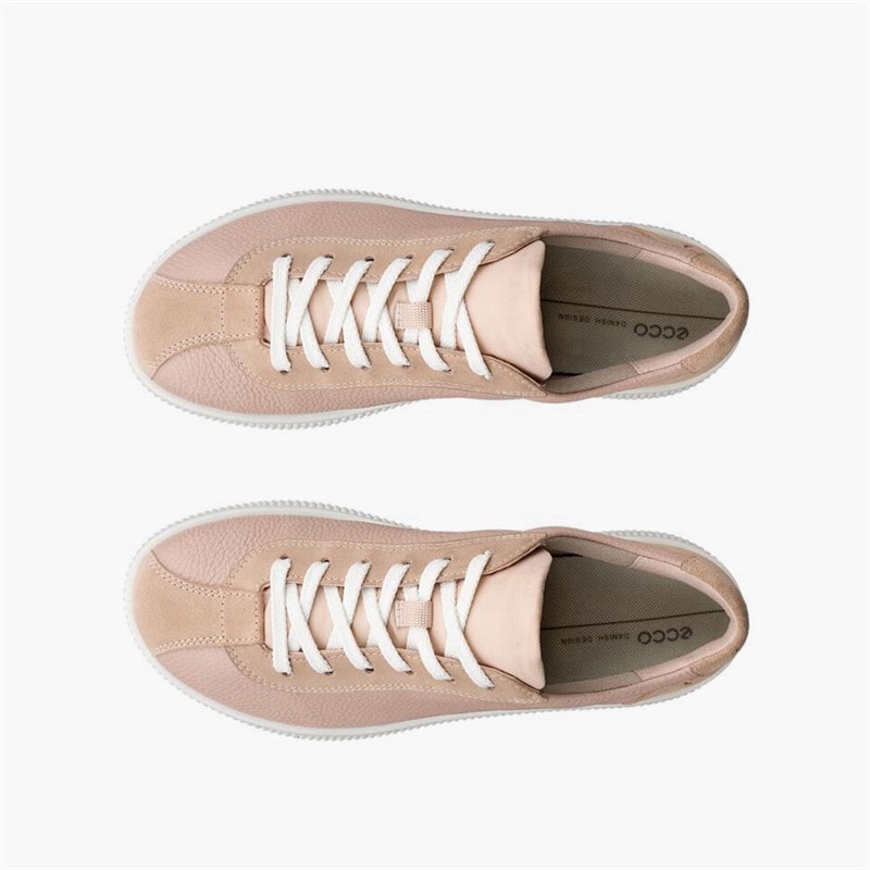ECCO Womens Soft Zero Leather Trainers Rose Dust - Image 4