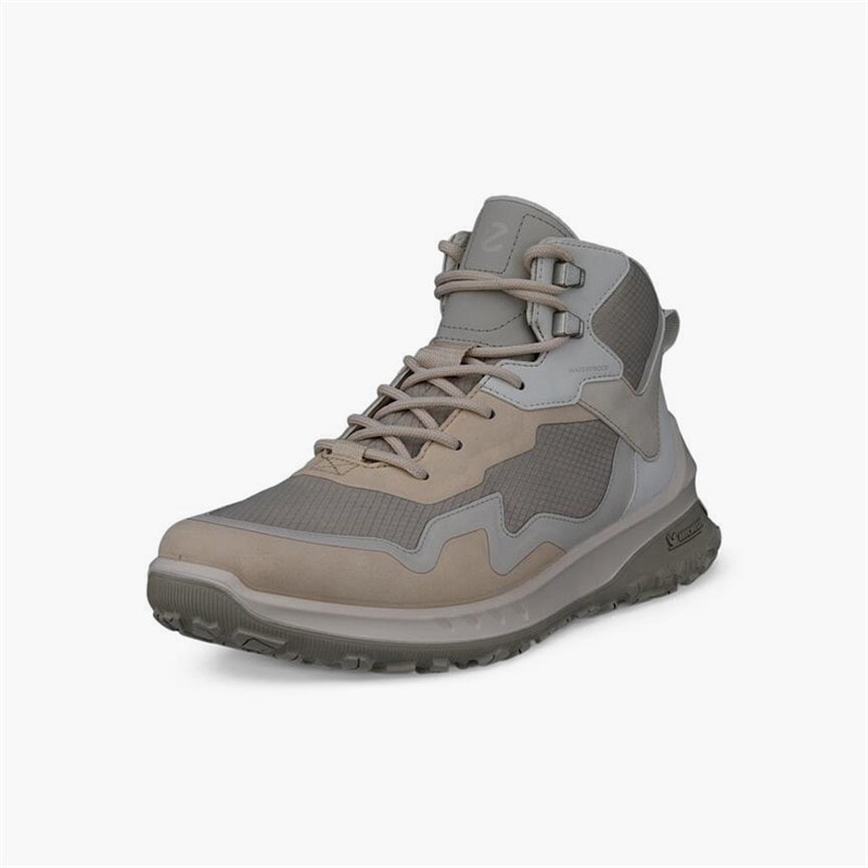 ECCO Womens ULT TRN Nubuck Waterproof Mid Hiking Boots Limestone/Gravel/Shadow White - Image 2