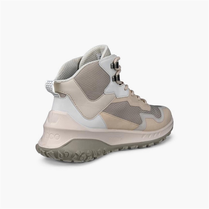 ECCO Womens ULT TRN Nubuck Waterproof Mid Hiking Boots Limestone/Gravel/Shadow White - Image 3