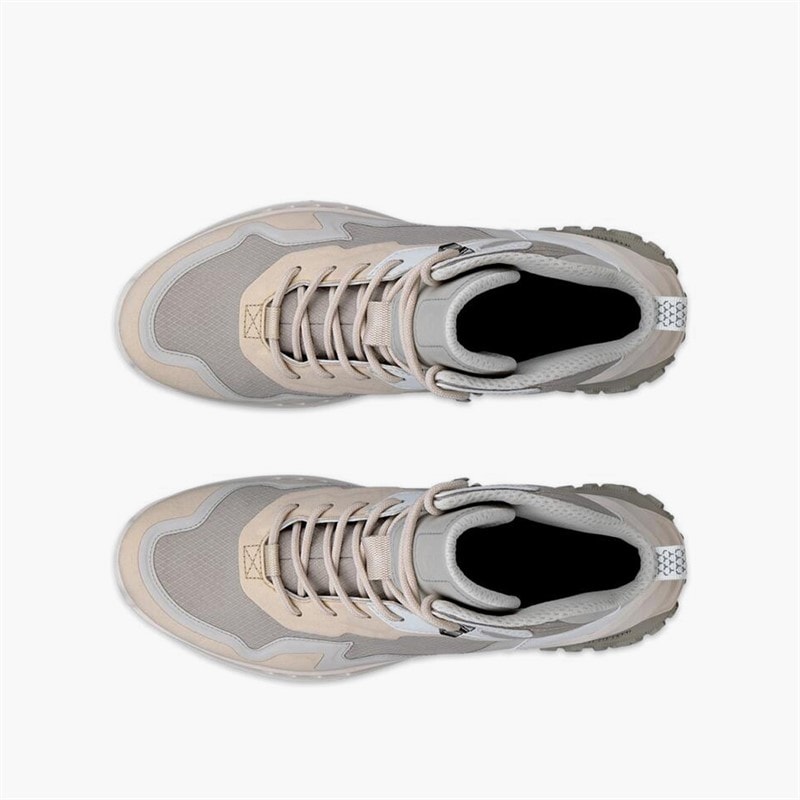 ECCO Womens ULT TRN Nubuck Waterproof Mid Hiking Boots Limestone/Gravel/Shadow White - Image 4