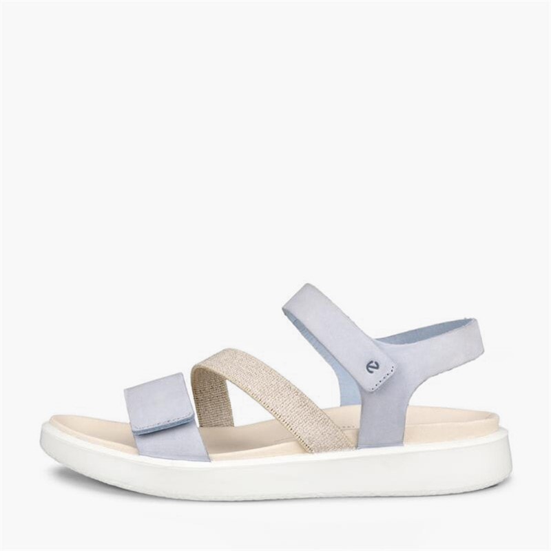 ECCO Womens Flowt Nubuck Wedge Sandals Dusty Blue