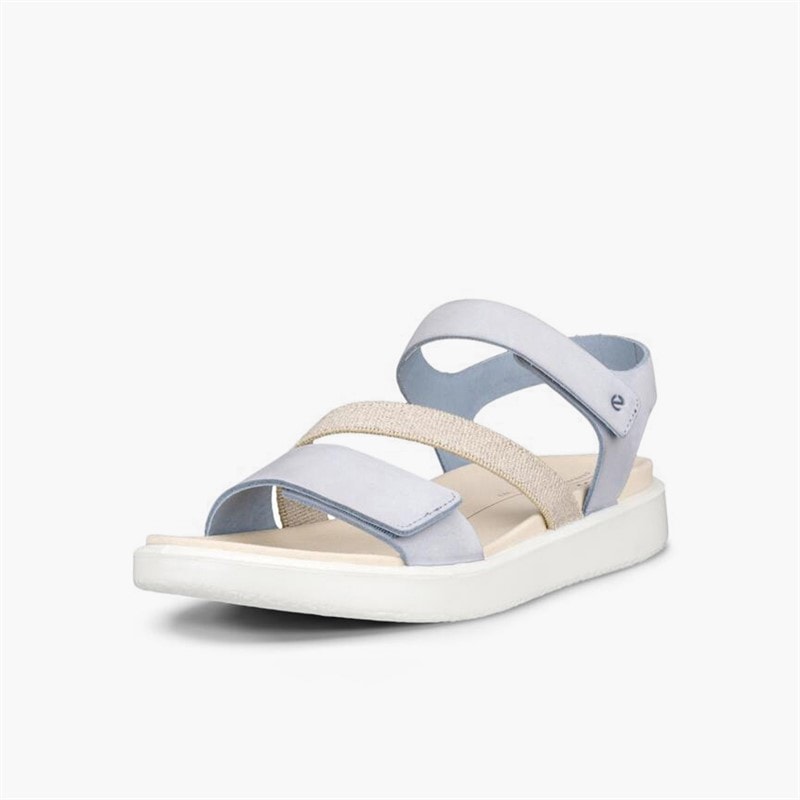 ECCO Womens Flowt Nubuck Wedge Sandals Dusty Blue - Image 2