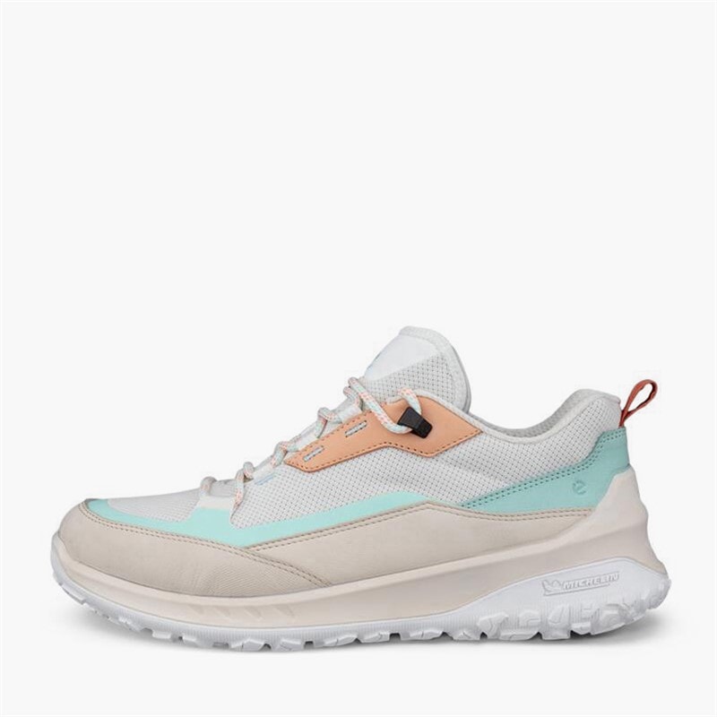 ECCO Womens ULT TRN Nubuck Waterproof Hiking Trainers Limestone/Bright White - Image 1