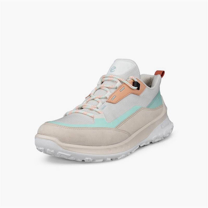 ECCO Womens ULT TRN Nubuck Waterproof Hiking Trainers Limestone/Bright White - Image 2