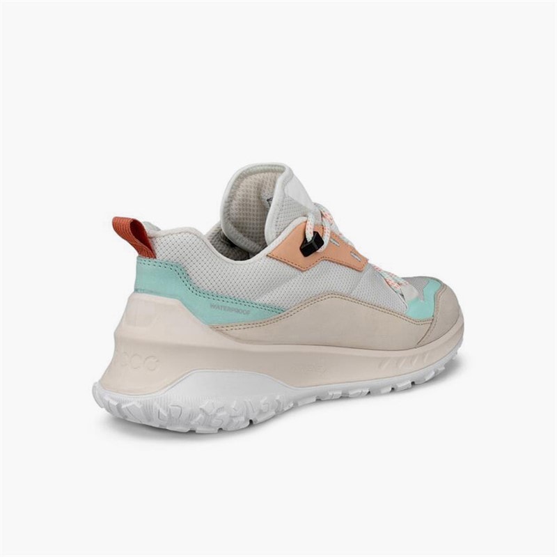 ECCO Womens ULT TRN Nubuck Waterproof Hiking Trainers Limestone/Bright White - Image 3