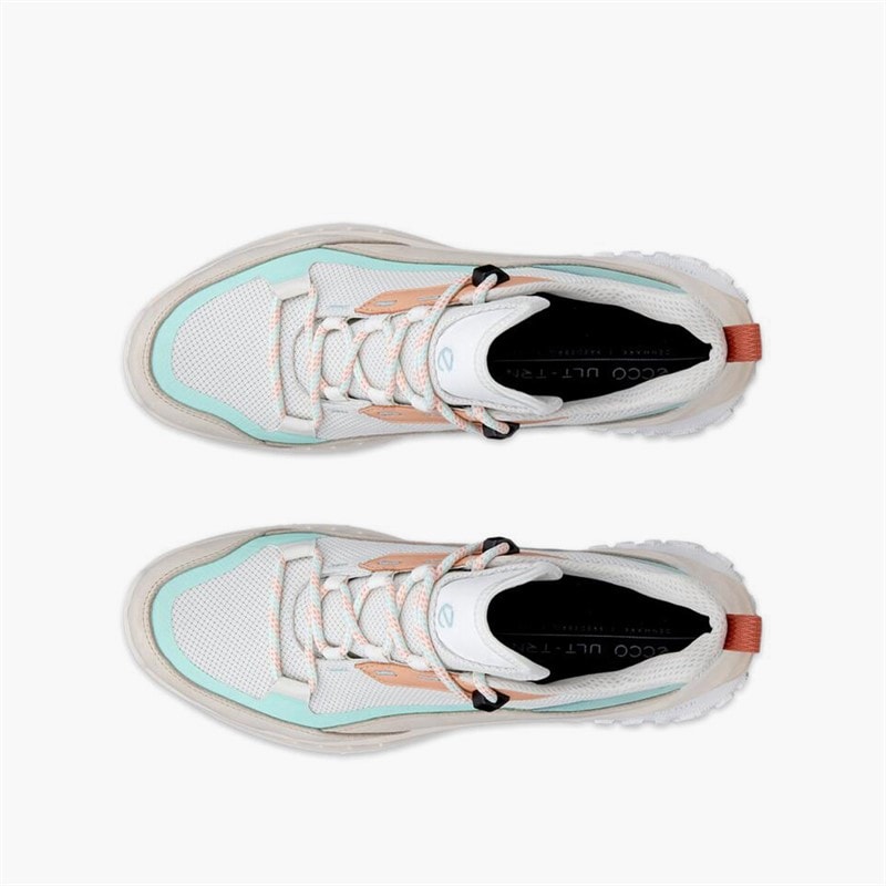 ECCO Womens ULT TRN Nubuck Waterproof Hiking Trainers Limestone/Bright White - Image 4