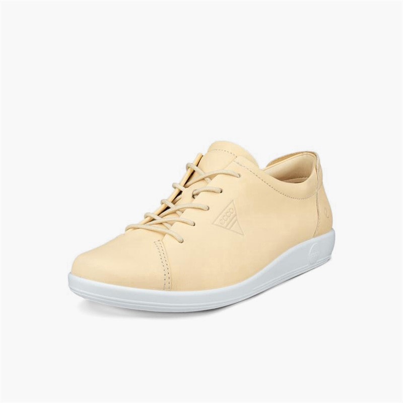 ECCO Womens Soft 2 Anniversary Leather Trainers Straw - Image 2