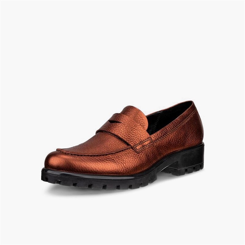 ECCO Womens Moodtray Leather Loafers Bronze Antique - Image 2