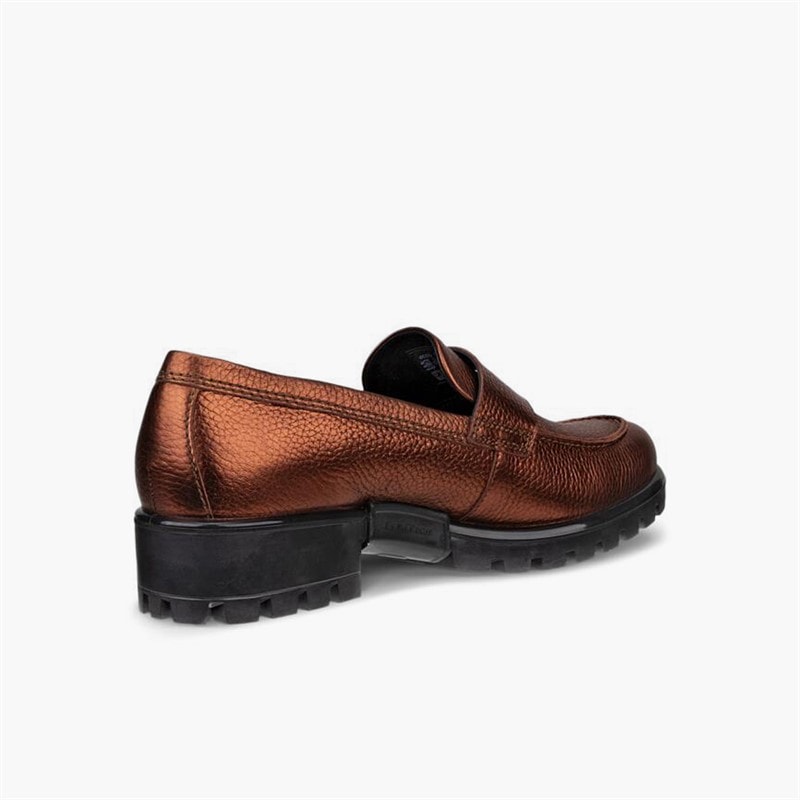 ECCO Womens Moodtray Leather Loafers Bronze Antique - Image 3