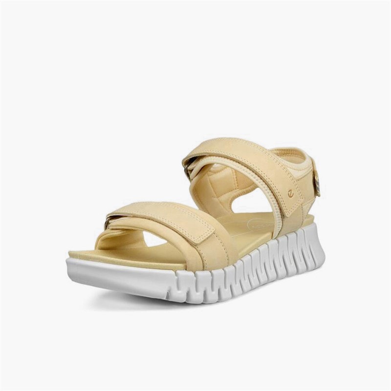 ECCO Womens Gruuv Sol Nubuck Ankle Strap Sandals Straw - Image 2