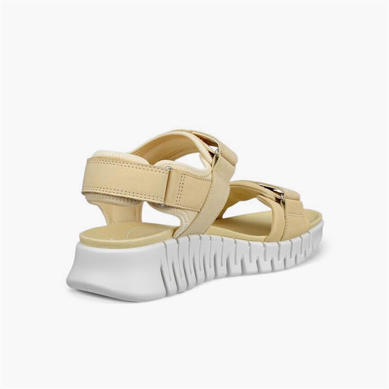 ECCO Womens Gruuv Sol Nubuck Ankle Strap Sandals Straw - Image 3