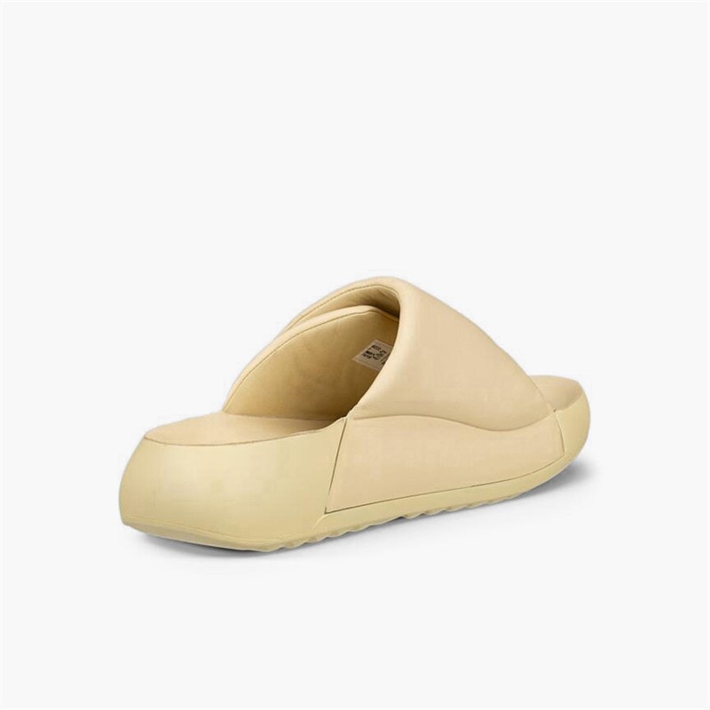 ECCO Womens Cozmo Leather Strap Sliders Straw - Image 3