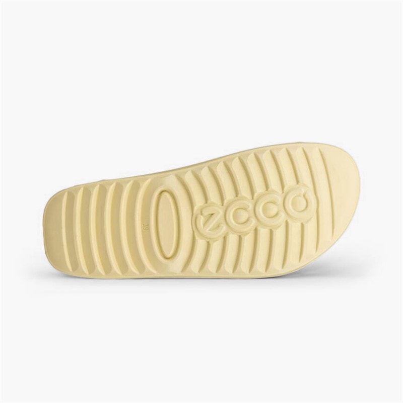 ECCO Womens Cozmo Leather Strap Sliders Straw - Image 5