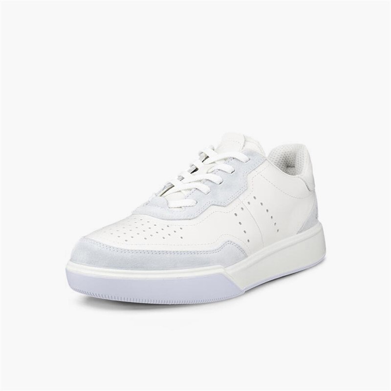 ECCO Womens Street Court Leather Trainers Air/White - Image 2