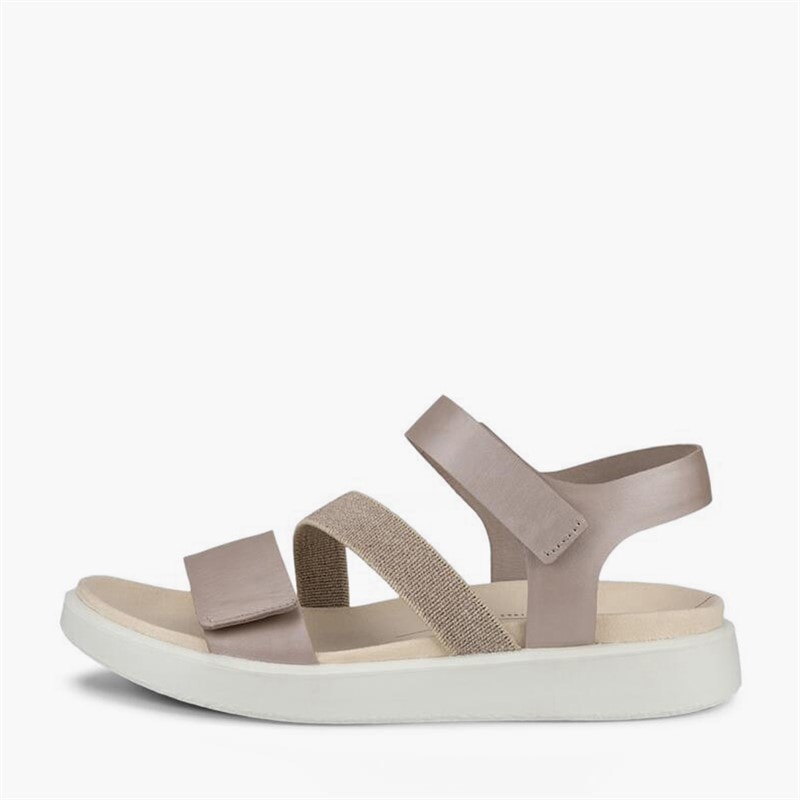 ECCO Womens Flowt Nubuck Wedge Sandals Grey Rose Metallic - Image 1