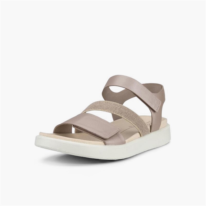 ECCO Womens Flowt Nubuck Wedge Sandals Grey Rose Metallic - Image 2