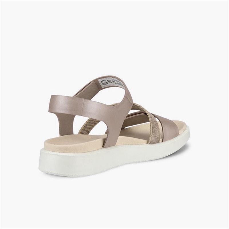 ECCO Womens Flowt Nubuck Wedge Sandals Grey Rose Metallic - Image 3
