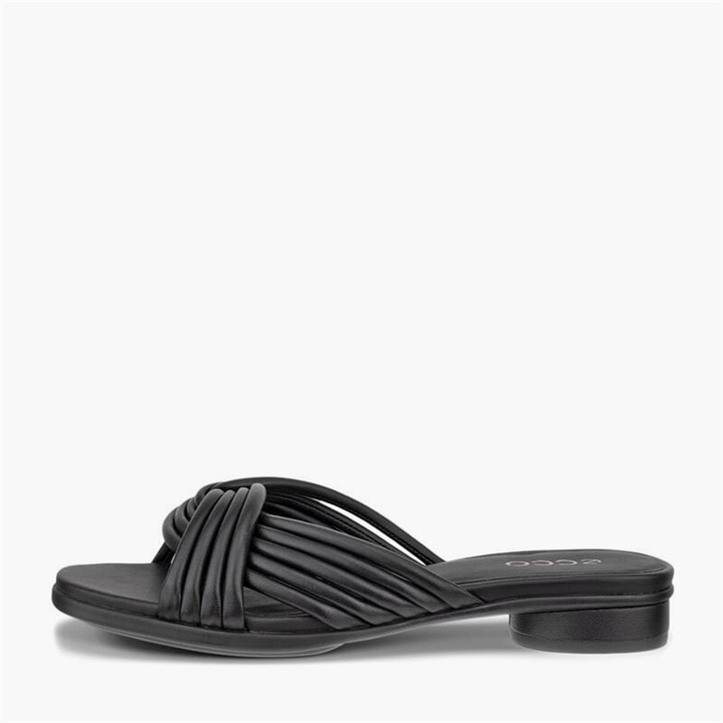 ECCO Womens Sculpted Alba Leather Cross Strap Slide Sandals Black