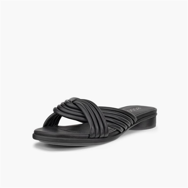 ECCO Womens Sculpted Alba Leather Cross Strap Slide Sandals Black - Image 2