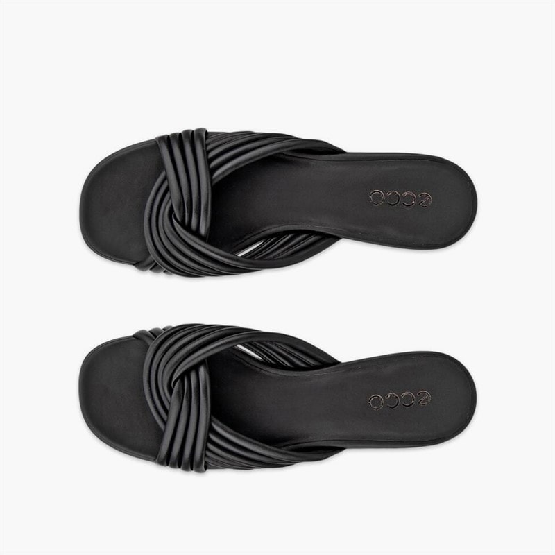 ECCO Womens Sculpted Alba Leather Cross Strap Slide Sandals Black - Image 4