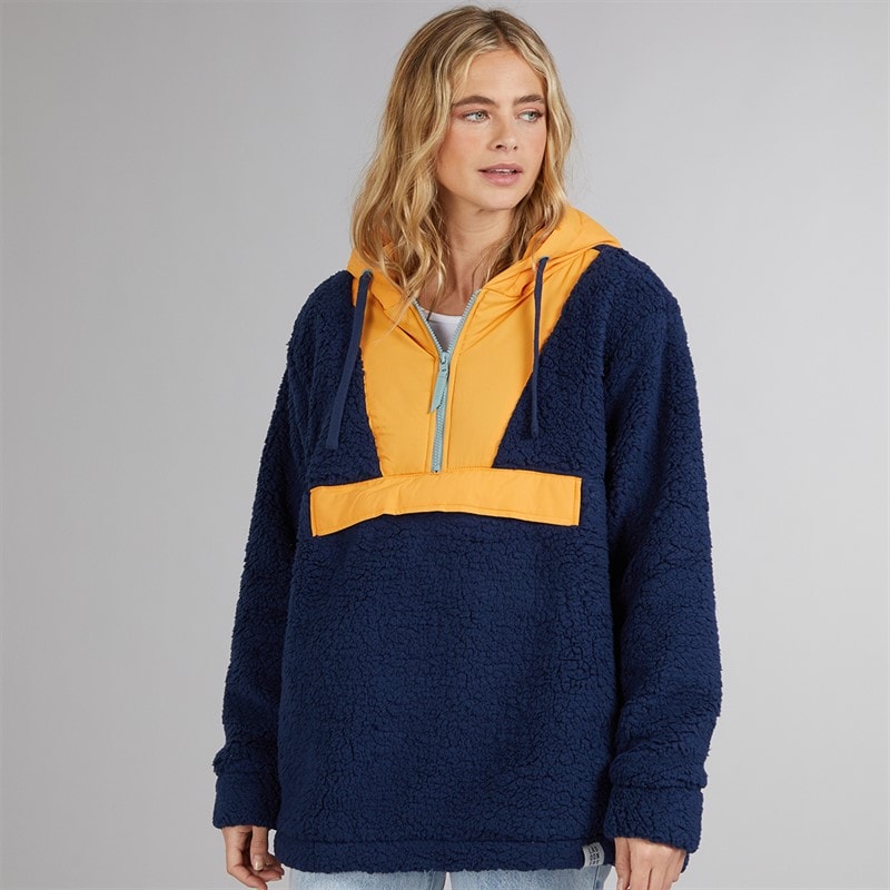 Lagooners Womens Myla Zip Neck Hooded Fleece Navy/Orange - Image 1