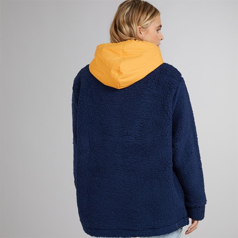 Lagooners Womens Myla Zip Neck Hooded Fleece Navy/Orange - Image 2