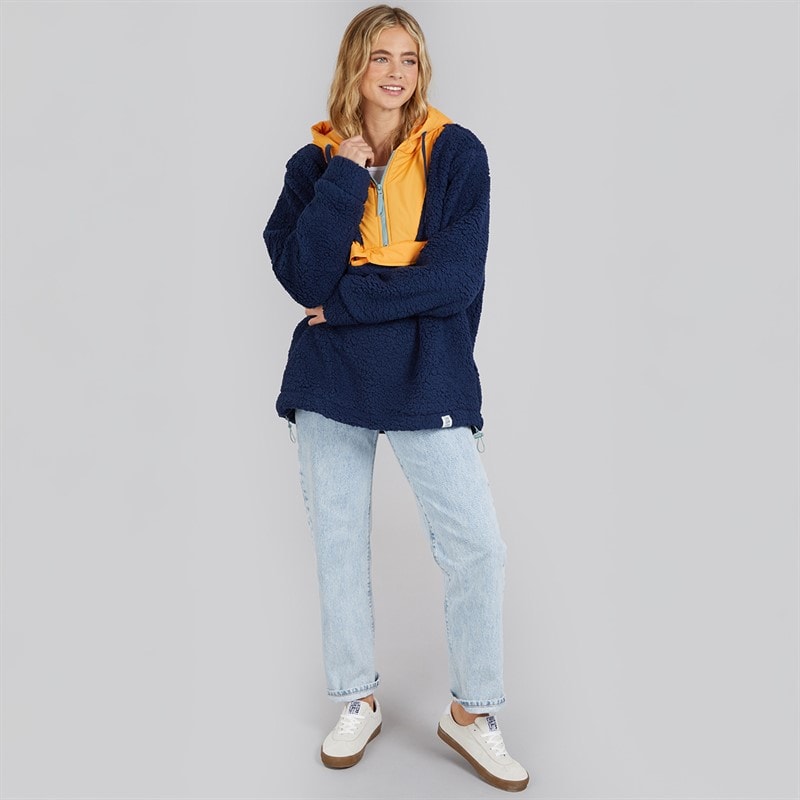 Lagooners Womens Myla Zip Neck Hooded Fleece Navy/Orange - Image 4