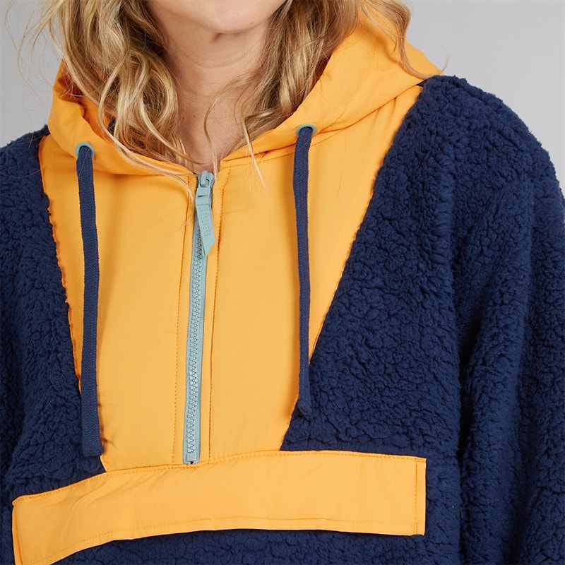 Lagooners Womens Myla Zip Neck Hooded Fleece Navy/Orange - Image 5