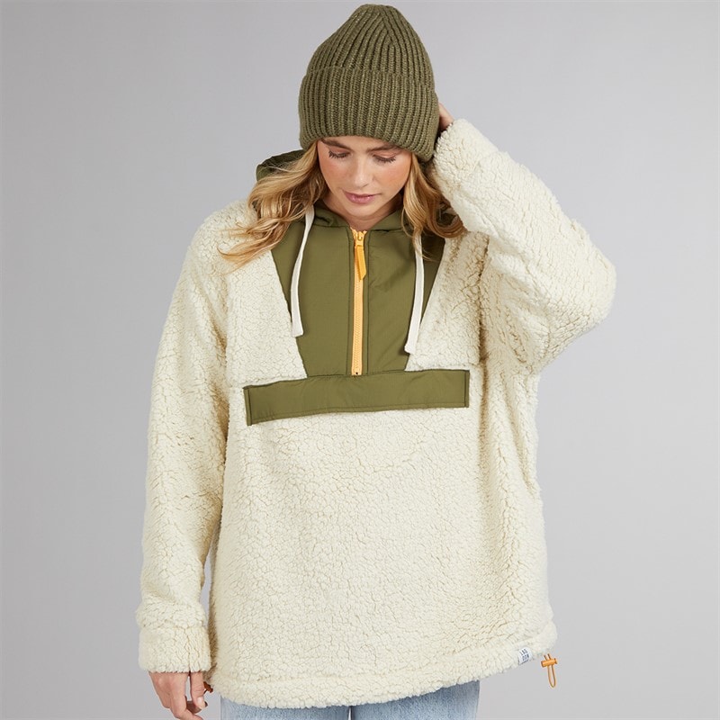 Lagooners Womens Myla Zip Neck Hooded Fleece Stone - Image 1