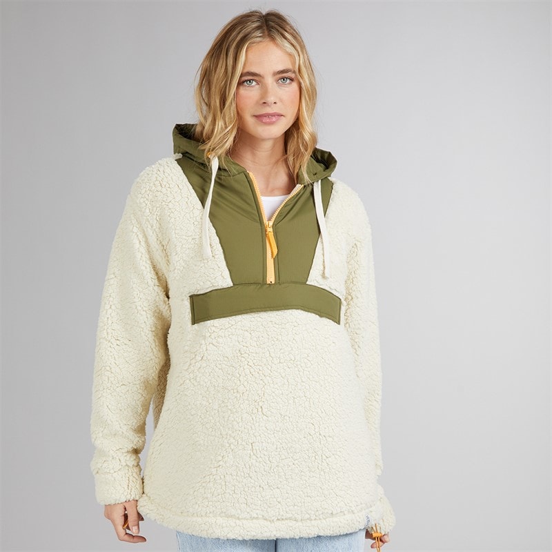 Lagooners Womens Myla Zip Neck Hooded Fleece Stone - Image 3