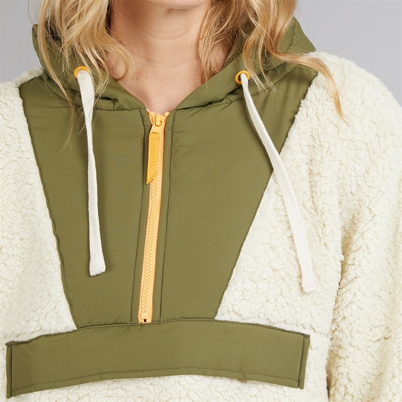 Lagooners Womens Myla Zip Neck Hooded Fleece Stone - Image 5