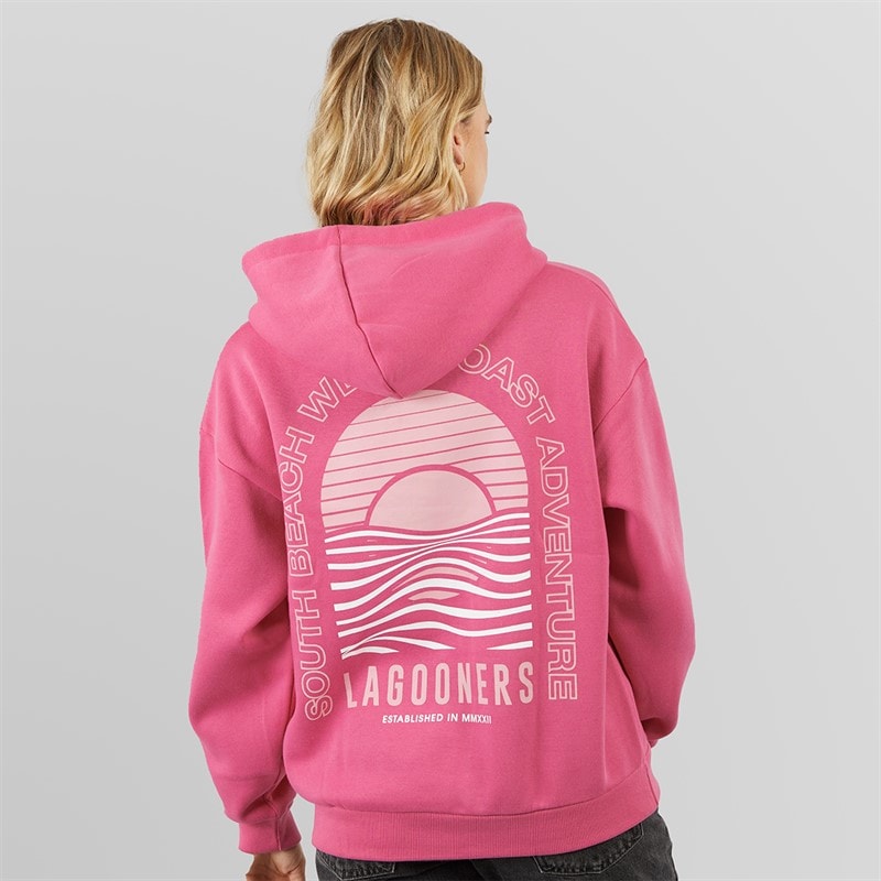 Lagooners Womens South Beach Hoodie Pink - Image 3