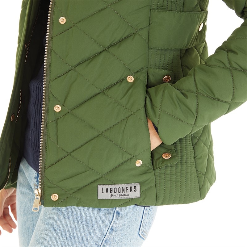 Lagooners Womens Great Outdoors Quilted Jacket Forest Green - Image 3