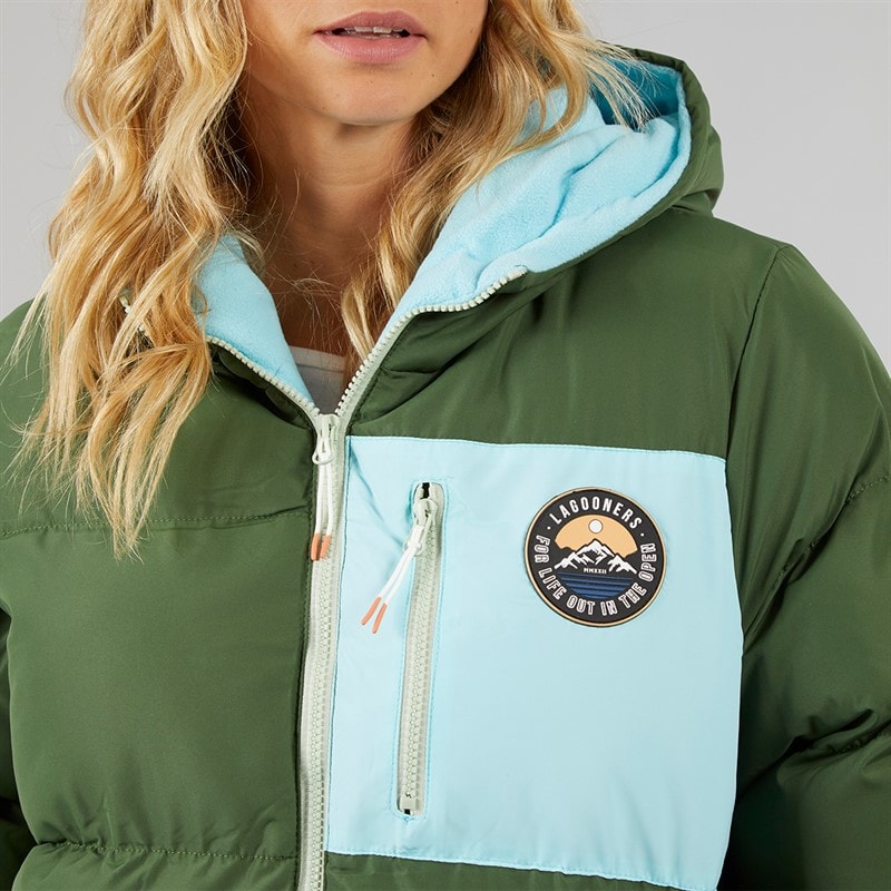 Lagooners Womens Excursion Longline Puffer Coat Forest Green - Image 3
