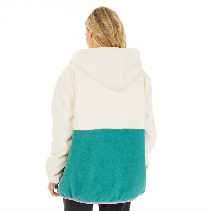 Lagooners Womens Adventure Zip Thru Fleece Ecru/Teal - Image 2