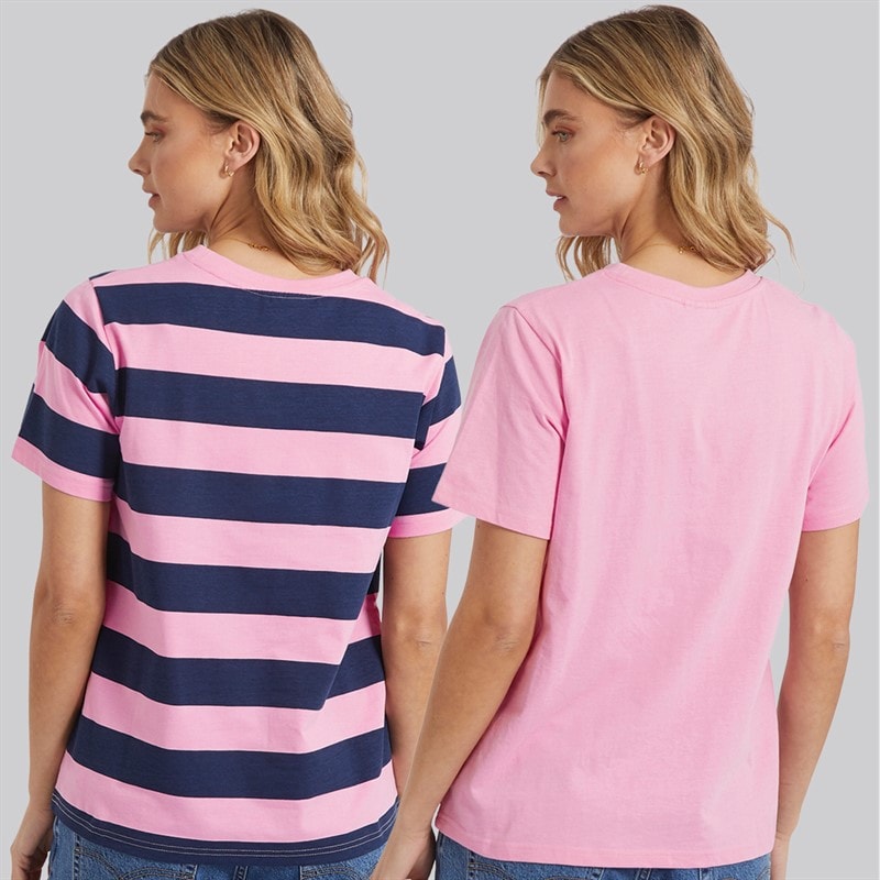 Lagooners Womens Oxbow Two Pack T-Shirts Pink/Navy - Image 2