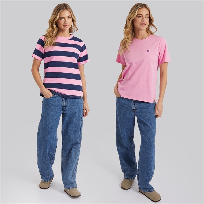 Lagooners Womens Oxbow Two Pack T-Shirts Pink/Navy - Image 3