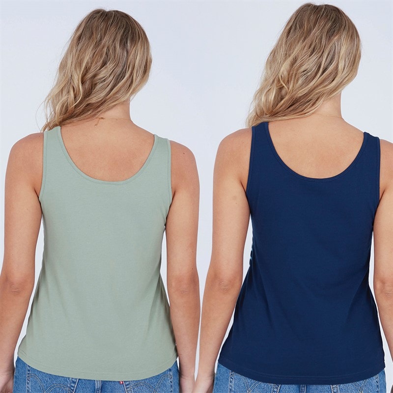 Lagooners Womens Raina Two Pack Vests Navy/Green Bay - Image 2