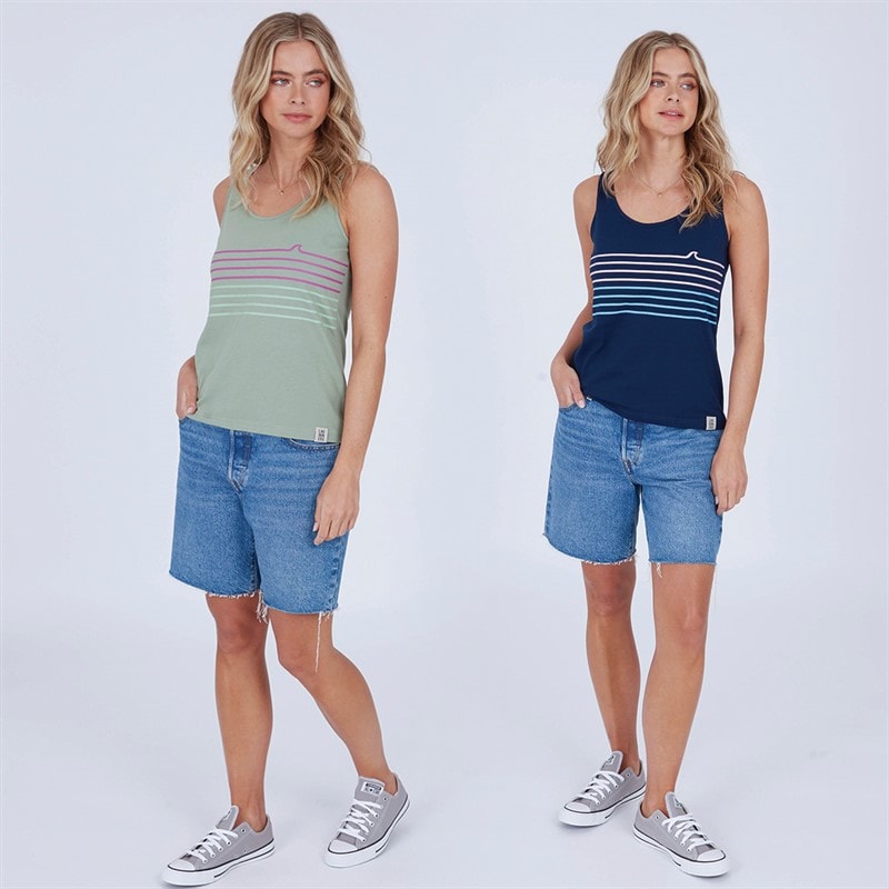 Lagooners Womens Raina Two Pack Vests Navy/Green Bay - Image 3