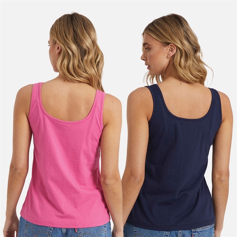 Lagooners Womens Jenny Two Pack Vests Navy/Pink - Image 2