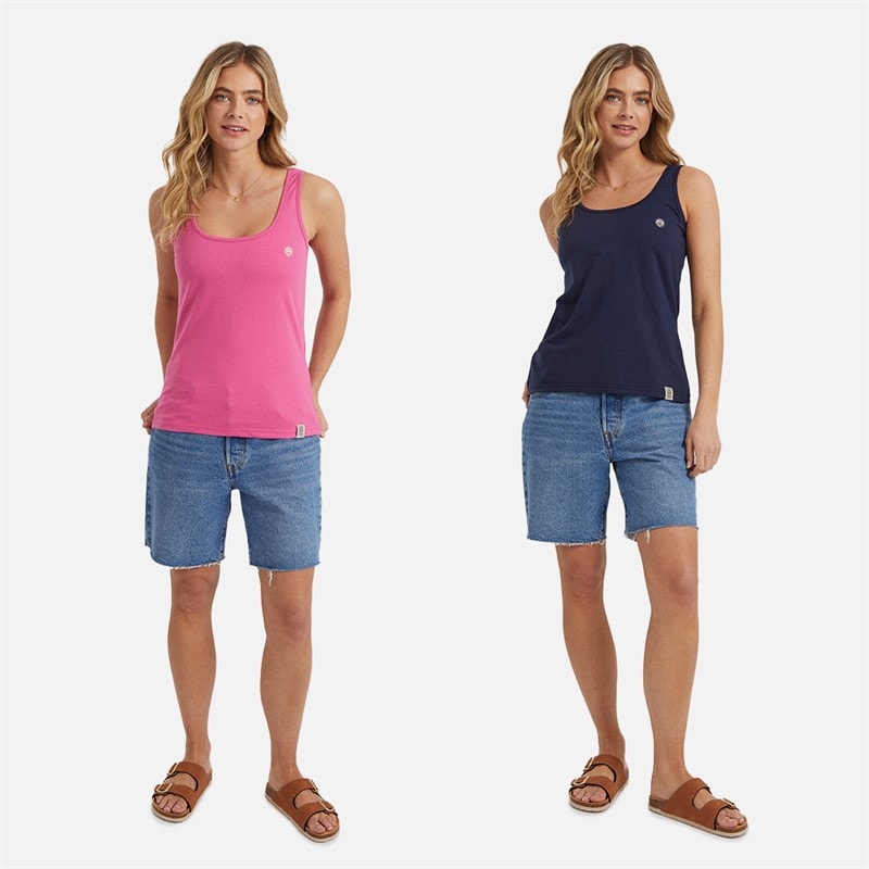 Lagooners Womens Jenny Two Pack Vests Navy/Pink - Image 3