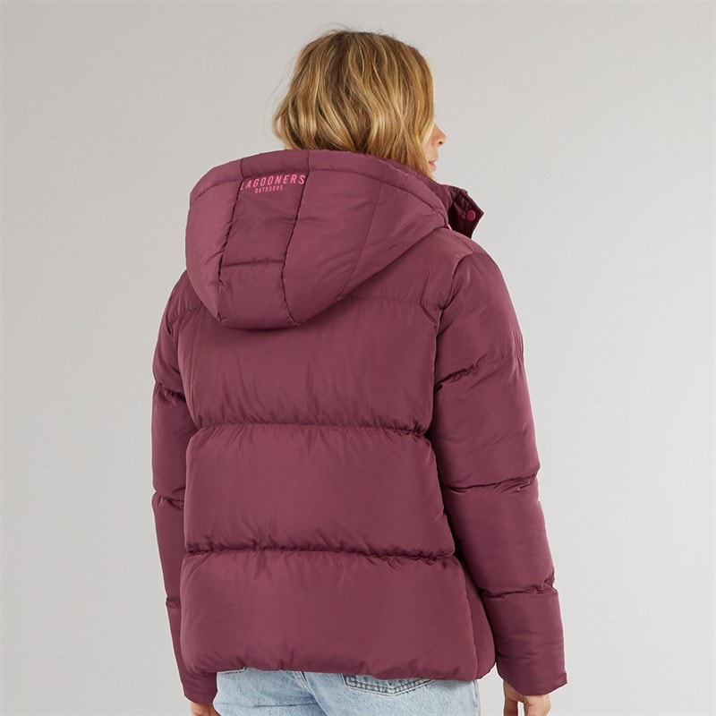 Lagooners Womens St Austell Short Puffer Jacket Burgundy - Image 2