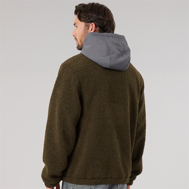 Lagooners Mens Hugo Borg 1/4 Zip Hooded Fleece Forest/Charcoal/Aubergine - Image 2