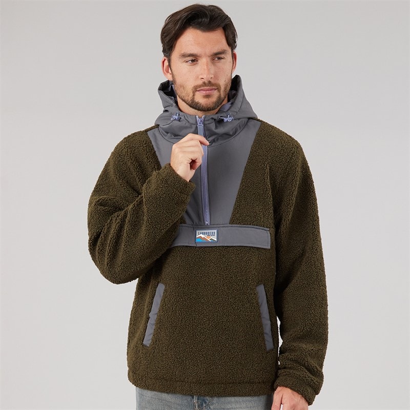 Lagooners Mens Hugo Borg 1/4 Zip Hooded Fleece Forest/Charcoal/Aubergine - Image 3