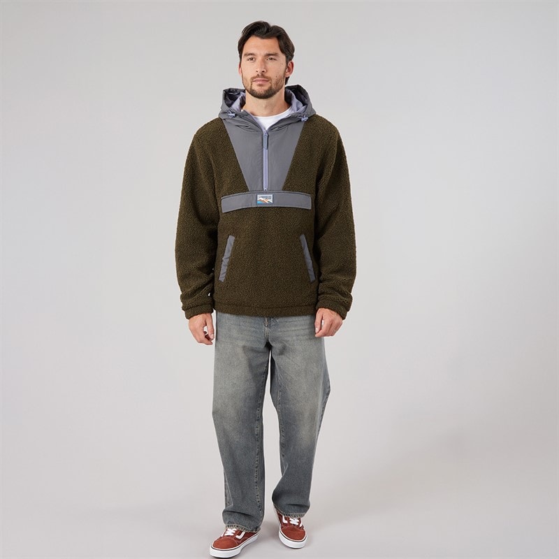 Lagooners Mens Hugo Borg 1/4 Zip Hooded Fleece Forest/Charcoal/Aubergine - Image 4