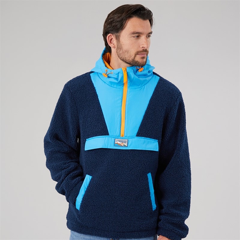 Lagooners Mens Hugo Borg 1/4 Zip Hooded Fleece Blue / Navy / Orange - Image 3