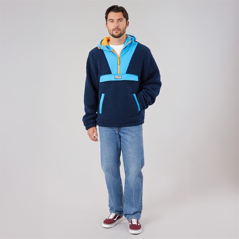 Lagooners Mens Hugo Borg 1/4 Zip Hooded Fleece Blue / Navy / Orange - Image 4