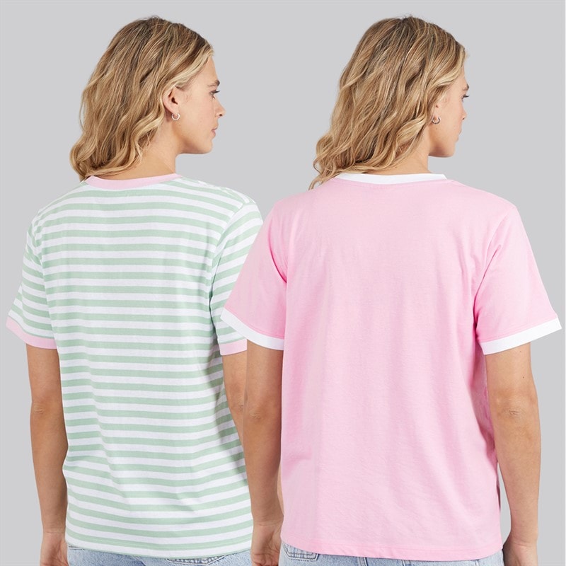 Lagooners Womens Thornwick Two Pack T-Shirts Pink/Mint - Image 2